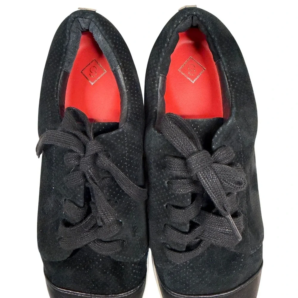 Cocktail Sneakers Black Suede Leather‎ Cap Toe Lace Casual Size 9 RARE